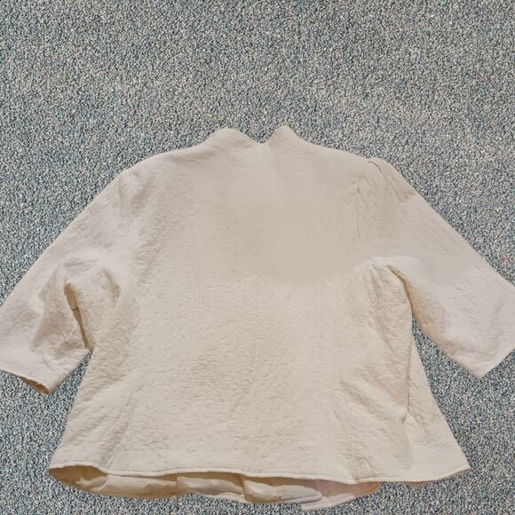 CJ Banks Womens  3X Ivory Applique Floral Textured Button Down Jacket - Picture 2 of 11